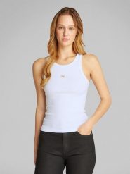 CALVIN KLEIN JEANS Top w kolorze białym rozmiar: 3XL. Białe topy Calvin Klein Jeans, xl, bez wzorów, z jeansu, bez kołnierzyka, bez ramiączek. Za 70.41 zł.