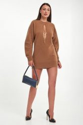 Sukienka wełniana z łańcuszkiem ELISABETTA FRANCHI. Sukienki Elisabetta Franchi, bez wzorów, z wełny, bez kołnierzyka, bez ramiączek. Za 2,439.00 zł.