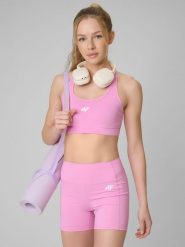 4F Biustonosz treningowy z niskim wsparciem damski - różowy XS. Czerwone bielizna sportowa 4f, l, bez wzorów, z gumy. Za 119.99 zł.