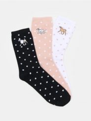Długie skarpety z haftem 3 pack - wielobarwny. Skarpety Sinsay, bez wzorów. Za 15.99 zł.