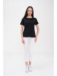 Basics & More Koszulka w kolorze czarnym rozmiar: M. Czarne bluzki Basics & More, m, bez wzorów, z bawełny, bez kołnierzyka, bez ramiączek. Za 92.42 zł.