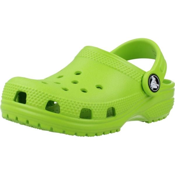 Sandały CROCS CLASSIC CLOG T Zielony. Zielone sandały Crocs, bez wzorów, z materiału, bez obcasa, bez zapięcia. Za 169.99 zł.