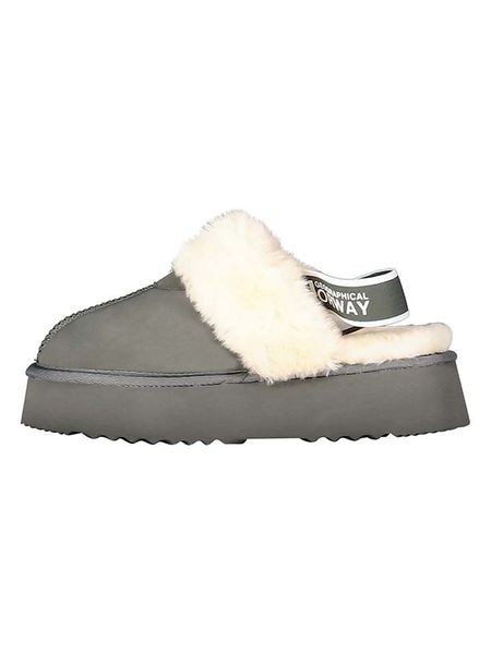 Geographical Norway Kapcie "Oscara" w kolorze szarym rozmiar: 37. Szare obuwie domowe Geographical Norway, bez wzorów, z futra, bez zapięcia. Za 82.44 zł.