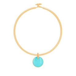 Bransoletka Penelope z pozłacanym medalikiem z turkusową emalią. Żółte bransoletki Lilou, pozłacane. Za 228.00 zł.