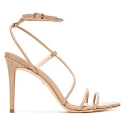 Sandały Marciano Guess. Brązowe sandały Marciano Guess, z aplikacjami, bez obcasa, na szpilce, bez zapięcia. Za 839.99 zł.