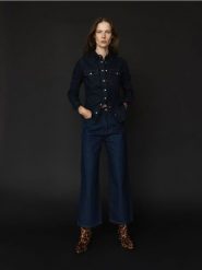 Jeansy culotte z wysokim stanem - granatowy. Niebieskie jeansy Reserved, bez wzorów, z podwyższonym stanem. W wyprzedaży za 79.99 zł.