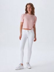 LTB Dżinsy "Molly M" - Slim fit - w kolorze białym rozmiar: W26/L32. Białe jeansy LTB, l, z aplikacjami, z podwyższonym stanem. Za 162.49 zł.