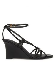 Tommy Hilfiger Sandały Leather Knots Wedge Sandal FW0FW08417 Czarny. Czarne sandały TOMMY HILFIGER, bez wzorów, ze skóry, bez obcasa, na koturnie, bez zapięcia. Za 479.99 zł.