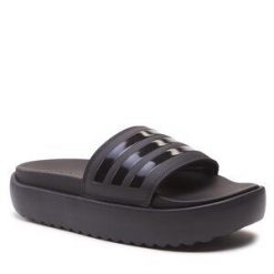 Klapki adidas. Czarne klapki Adidas, bez wzorów, bez obcasa. Za 149.99 zł.