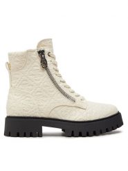 Guess Botki Fiona FLTFIO FAL10 Biały. Białe botki Guess, z aplikacjami, ze skóry, bez obcasa, na płaskiej podeszwie, bez zapięcia. Za 799.99 zł.