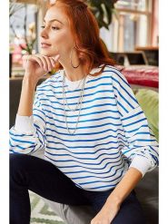 Olalook Bluza w kolorze biało-niebieskim rozmiar: M. Białe bluzy Olalook, m, bez wzorów, bez kaptura. Za 56.99 zł.