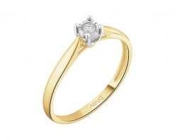 Pierścionek z żółtego i białego złota z brylantem - 0,05 ct - próba 750. Białe pierścionki Apart, z brylantem, złote. Za 2,249.00 zł.