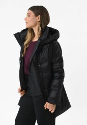 Pikowany płaszcz J-KALI. Czarne płaszcze Volcano, na zimę, m, bez wzorów, z materiału, bez kaptura. Za 379.99 zł.