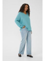 KAFFE curve Bluzka w kolorze turkusowym rozmiar: 48. Niebieskie bluzki KAFFE curve, bez wzorów, z wiskozy, bez kołnierzyka, bez ramiączek. Za 43.99 zł.