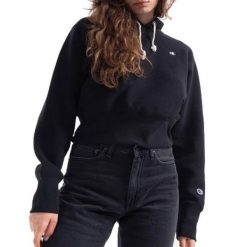 Bluza sportowa damska Champion Wmns Reverse Weave Cropped Hoodie. Czarne bluzy Champion, s, bez wzorów, z kapturem. Za 296.00 zł.