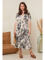 Curvy Lady Sukienka w kolorze czarno-kremowym rozmiar: 48/50. Brązowe sukienki Curvy Lady, z aplikacjami, z wiskozy, klasyczne, bez kołnierzyka, bez ramiączek, maxi. Za 162.45 zł.
