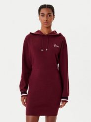 Guess Sukienka dzianinowa V5BK01 Z1152 Bordowy Regular Fit. Czerwone sukienki Guess, xs, z aplikacjami, z dzianiny, bez kołnierzyka, bez ramiączek. Za 529.99 zł.