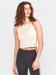 Craft Top sportowy "ADV Hit" w kolorze beżowym rozmiar: S. Brązowe koszulki sportowe Craft, bez wzorów, z materiału, bez ramiączek, outdoorowe. Za 104.99 zł.