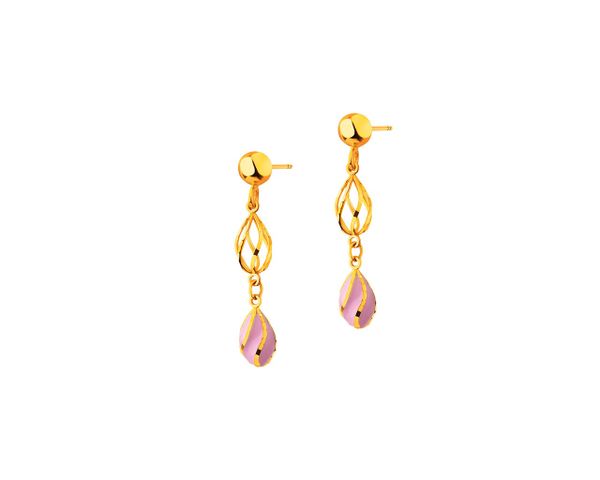 Złote kolczyki z emalią - kulki. Żółte kolczyki Apart, złote. Za 479.00 zł.