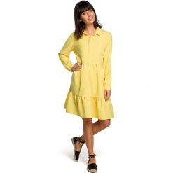 BeWear sukienka damska S żółty. Żółte sukienki Bewear, s, bez wzorów, bez kołnierzyka, bez ramiączek. W wyprzedaży za 199.00 zł.