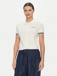 Guess Jeans Polo W5GR03 Z3HO2 Kremowy Regular Fit. Białe koszulki polo Guess Jeans, m, z aplikacjami, z jeansu, bez kołnierzyka, bez ramiączek. Za 174.99 zł.