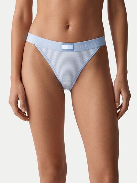 Tommy Hilfiger Stringi UW0UW06499 Niebieski jasny. Niebieskie stringi TOMMY HILFIGER, bez wzorów, z bawełny. Za 99.99 zł.