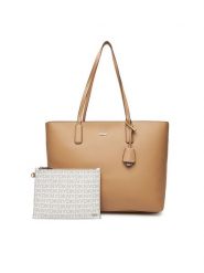 DKNY Torebka R44AYI42 Beżowy. Brązowe torebki klasyczne DKNY, bez wzorów, ze skóry, bez dodatków. Za 749.99 zł.