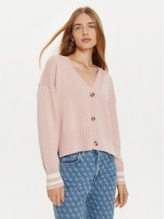 Guess Jeans Kardigan W4BR81 Z3HM1 Różowy Regular Fit. Czerwone kardigany Guess Jeans, xl, z aplikacjami, z bawełny. Za 219.99 zł.