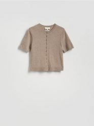 Wełniany kardigan - brązowy. Brązowe kardigany Reserved, l, bez wzorów, z wełny. Za 199.99 zł.