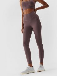 4F Legginsy sportowe w kolorze jasnobrązowym rozmiar: XS. Brązowe legginsy 4f, xs, bez wzorów, z materiału, z podwyższonym stanem, outdoorowe. Za 56.53 zł.