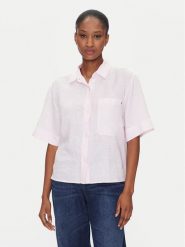 Tommy Hilfiger Koszula WW0WW44720 Różowy Relaxed Fit. Czerwone koszule TOMMY HILFIGER, bez wzorów, ze lnu, bez kołnierzyka, bez ramiączek. Za 339.99 zł.