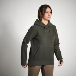 Bluza damska z kapturem. Zielone bluzy SOLOGNAC, m, bez wzorów, z materiału, z kapturem. Za 169.99 zł.