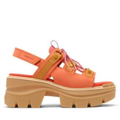 Sandały Sorel. Brązowe sandały Sorel, bez wzorów, bez obcasa, na słupku, bez zapięcia. Za 499.99 zł.