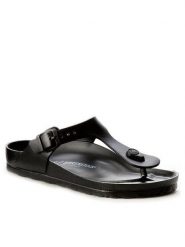 Birkenstock Japonki Gizeh 0128201 Czarny. Czarne klapki Birkenstock, bez wzorów, z tworzywa sztucznego, bez obcasa. Za 179.99 zł.