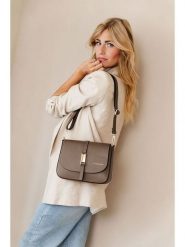 Lia Biassoni Skórzana torebka w kolorze szarobrązowym - 24 x 18 x 8 cm rozmiar: onesize. Brązowe torby na ramię Lia Biassoni, bez wzorów, z materiału, na ramię, bez dodatków. Za 295.99 zł.