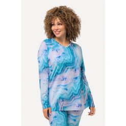 Damskie Koszulka narciarska wzór marmurkowy pętelka dekolt w serek długi rękaw. Niebieskie koszulki sportowe Ulla Popken, bez wzorów, z elastanu, bez ramiączek, narciarskie. Za 179.99 zł.