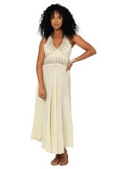 Aller Simplement Sukienka w kolorze kremowym rozmiar: 34-40. Brązowe sukienki Aller Simplement, bez wzorów, z bawełny, bez kołnierzyka, bez ramiączek, maxi. Za 100.99 zł.