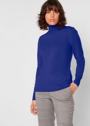 Sweter z golfem z dzianiny o gładkim splocie. Czarne golfy bonprix, bez wzorów, z dzianiny, bez ramiączek. Za 79.99 zł.