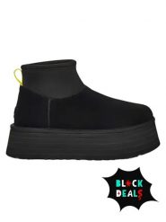 UGG Skórzane botki "Classic Mini Dipper" w kolorze czarnym rozmiar: 39. Czarne botki UGG, bez wzorów, ze skóry, bez obcasa, na platformie, bez zapięcia. Za 726.48 zł.
