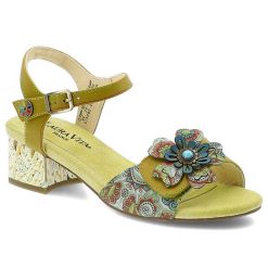 Zielone Sandały Laura Vita Eleganckie Obuwie Damskie. Zielone sandały Laura Vita, z aplikacjami, z materiału, eleganckie, bez obcasa, na obcasie, bez zapięcia. Za 369.00 zł.