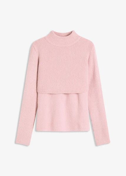 Sweter warstwowy. Czerwone swetry bonprix, bez wzorów, bez ramiączek. Za 99.99 zł.