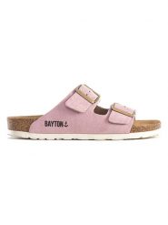 BAYTON Klapki "Atlas" w kolorze jasnoróżowym rozmiar: 37. Różowe klapki Bayton, bez wzorów, z materiału, z otwartym noskiem, bez obcasa. Za 135.17 zł.