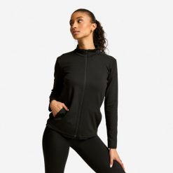 Second Life - Bluza sportowa damska Domyos - Stan Doskonały. Czarne bluzy DECATHLON, m, bez wzorów, z materiału, bez kaptura. Za 41.99 zł.
