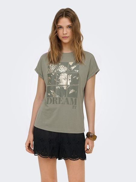 ONLY Koszulka w kolorze khaki rozmiar: M. Brązowe bluzki Only, m, bez wzorów, bez kołnierzyka, bez ramiączek. Za 84.95 zł.