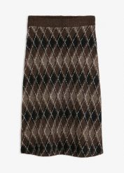 Spódnica dzianinowa. Czarne spódnice bonprix, bez wzorów, z dzianiny, midi. Za 149.99 zł.
