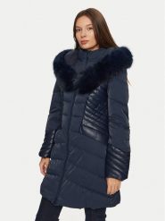 Guess Płaszcz zimowy New Oxana W4BL61 WGLZ0 Granatowy Regular Fit. Niebieskie płaszcze Guess, na zimę, xs, z aplikacjami, z syntetyku, bez kaptura. Za 469.99 zł.