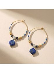 Nomad Pozłacane kolczyki-kreole z perłami i lapis lazuli rozmiar: onesize. Niebieskie kolczyki Nomad, z lazurytem, pozłacane. Za 134.53 zł.