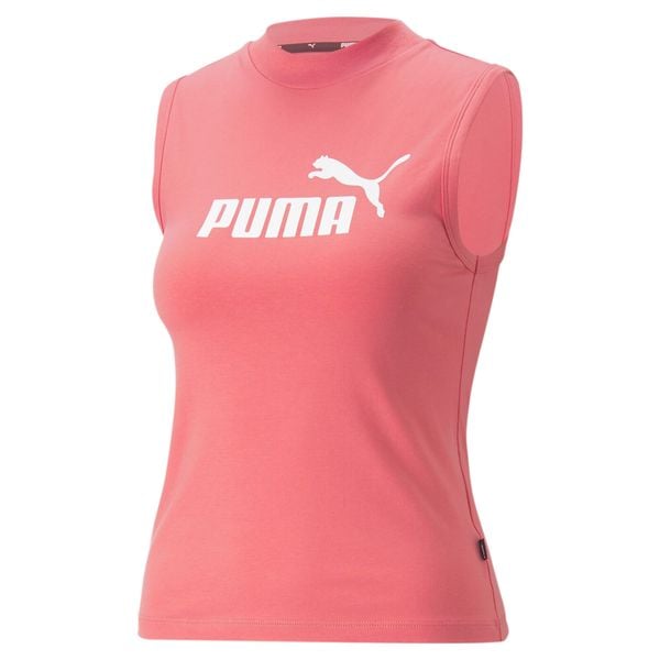 Koszulka Kobieta Puma Ess Slim Logo róża. Czerwone bluzki Puma, l, bez wzorów, sportowe, bez kołnierzyka, bez ramiączek. W wyprzedaży za 89.30 zł.