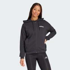 Bluza z kapturem Essentials Linear Full-Zip French Terry. Białe bluzy Adidas, xs, bez wzorów, z materiału, z kapturem. Za 239.00 zł.