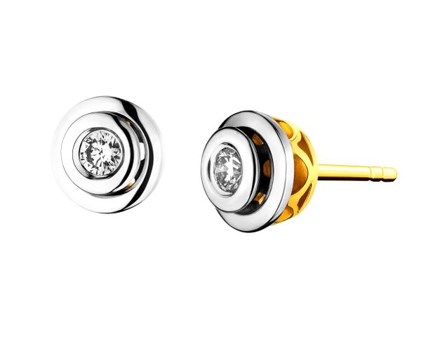 Kolczyki z żółtego i białego złota z brylantami - 0,15 ct - próba 585. Białe kolczyki Apart, z brylantem, złote. Za 3,290.00 zł.